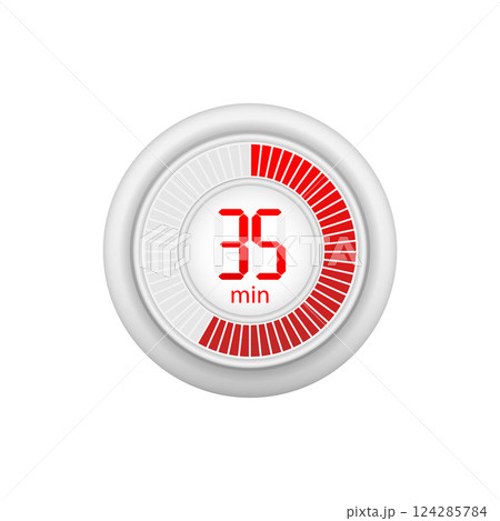 Icon of a timer with 35 minutes on the white background. Vector illustration. 124285784