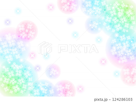 あじさい、イメージ背景、キラキラ、かわいい、イラスト、虹 あじさい、イメージ背景、キラキラ、かわいい、イラスト、虹 124286103