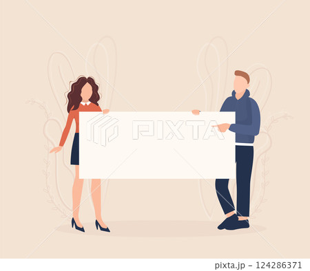 People activist placard, great design for any purposes. Vector character illustration. Flat cartoon vector illustration. 124286371