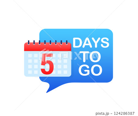 5 days to go in modern style. Special offer badge. Web design. Sale tag. Vector illustration. 124286387