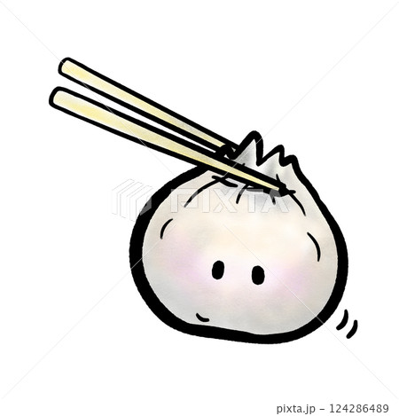 Chopsticks holding little Xiaolongbao cartoon illustration, cute Xiaolongbao character Chopsticks holding little Xiaolongbao cartoon illustration, cute Xiaolongbao character 124286489