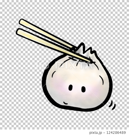 Chopsticks holding little Xiaolongbao cartoon illustration, cute Xiaolongbao character Chopsticks holding little Xiaolongbao cartoon illustration, cute Xiaolongbao character 124286489