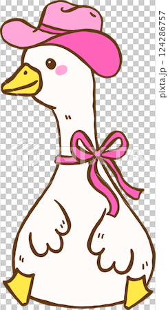 Silly Goose Cowgirl Sitting hand drawn doodle Silly Goose Cowgirl Sitting hand drawn doodle 124286757