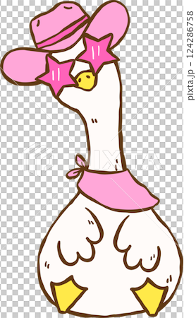 Silly Goose Groovy Cowboy Sitting hand drawn doodle Silly Goose Groovy Cowboy Sitting hand drawn doodle 124286758