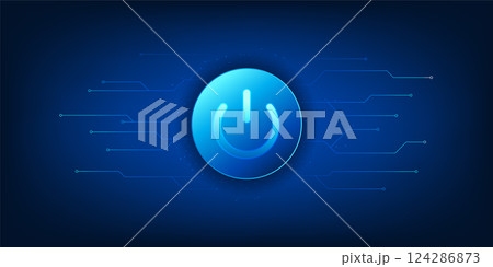 Technology switch background, the on off button on the side is a technology circuit, representing the beginning of limitless technology, a symbol of unlocking potential, towards possibilities. 124286873