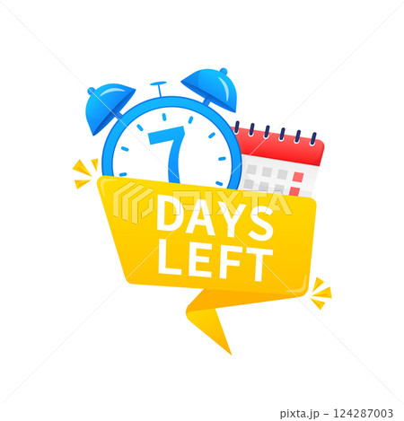 7 days to go in modern style. Special offer badge. Web design. Sale tag. Vector illustration. 7 days to go in modern style. Special offer badge. Web design. Sale tag. Vector illustration. 124287003