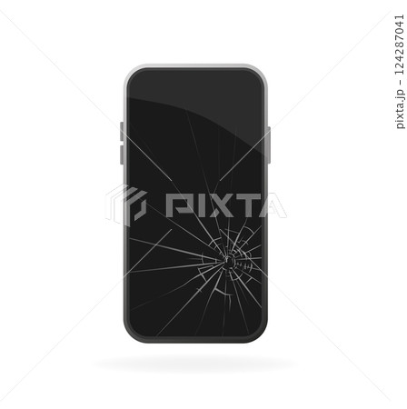 Broken glass smartphone, great design for any purposes. Hand touch screen smartphone icon. Vector illustration, flat design. 124287041