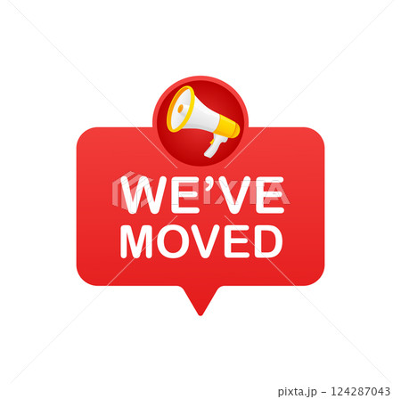 We have moved megaphone on white background for flyer design. Vector illustration in flat style. 124287043