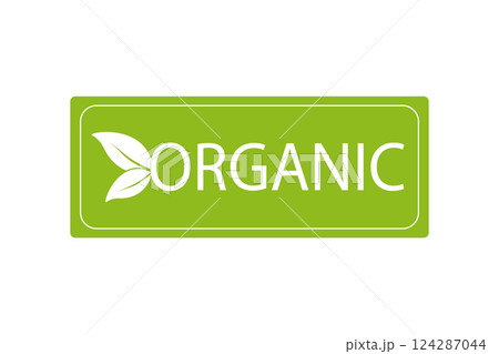 Vegan emblem. Round logo. Vector logo. Natural product. Natural leaf icon. Vegan emblem. Healthy fresh nutrition. Healthy lifestyle. 124287044