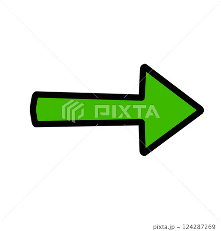 緑色の右矢印のシンプルアイコン（方向・案内・シンプルデザイン） 124287269