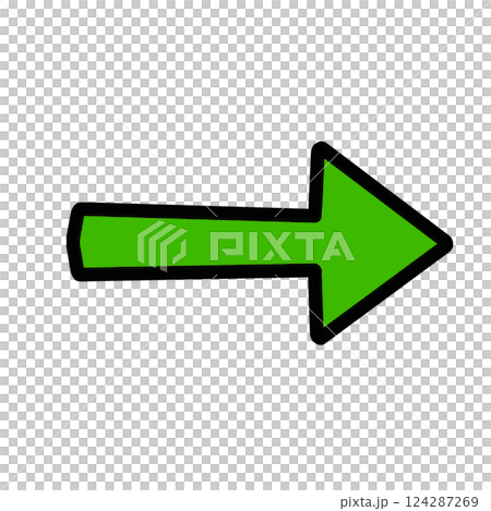 緑色の右矢印のシンプルアイコン（方向・案内・シンプルデザイン） 124287269