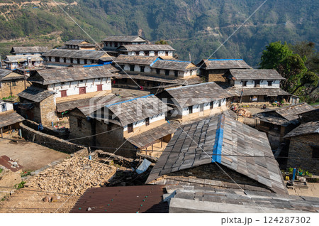 Local house in Ghandruk village a traditional Gurung village in rural Nepal. 124287302