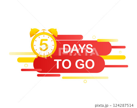5 days to go in modern style. Special offer badge. Web design. Sale tag. Vector illustration. 124287514