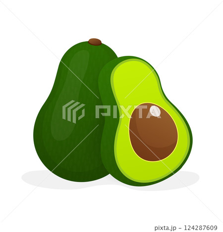 Avocado, great design for any purposes. Vector hand drawn illustration. Funny cartoon character. Avocado, great design for any purposes. Vector hand drawn illustration. Funny cartoon character. 124287609