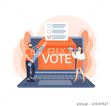 Cartoon icon. Cartoon character. Flat vote people for concept design. Poster design. Cartoon icon. Cartoon character. Flat vote people for concept design. Poster design. 124287627
