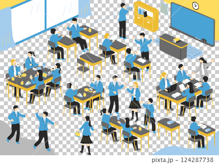 学校生活を楽しむ生徒たち 124287738