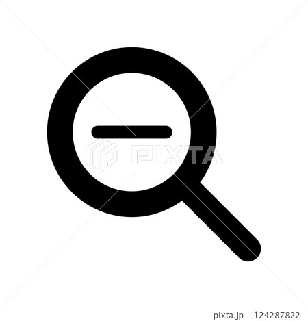 虫眼鏡にマイナスの記号があるアイコンイラスト 124287822