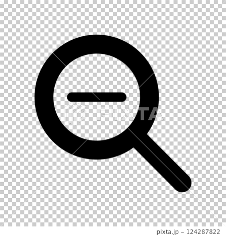 虫眼鏡にマイナスの記号があるアイコンイラスト 124287822