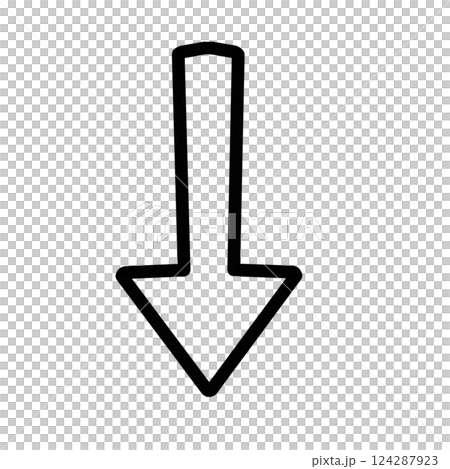 Arrow downward illustration icon black frame 124287923
