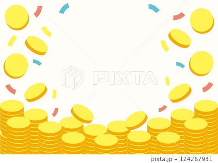 フレーム　ポイ活　ポイント　コイン　マネー　お金　テンプレート　背景　壁紙　デザイン　イラスト 124287931