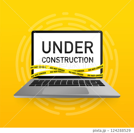 Website is under reconstruction. Website icon symbol. Warning icon symbol. Caution flat vector illustration. Website is under reconstruction. Website icon symbol. Warning icon symbol. Caution flat vector illustration. 124288529