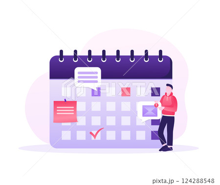 Flat catroon illustration with planning people. Flat vector illustration. Organize agenda. 124288548