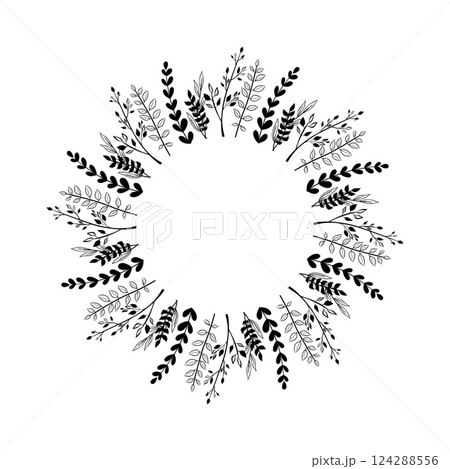 Floral frame in sketch style on white background. Floral sketch. Vintage frame logo. Hand drawn. Line icon. Line art. Vector design. Floral frame in sketch style on white background. Floral sketch. Vintage frame logo. Hand drawn. Line icon. Line art. Vector design. 124288556