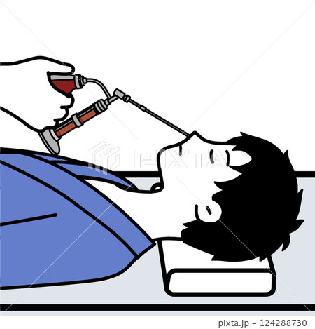 鼻の麻酔を受ける男性患者 鼻の麻酔を受ける男性患者 124288730