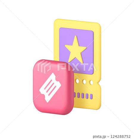 Ticket flyer coupon voucher event festival invitation 3d icon realistic vector illustration Ticket flyer coupon voucher event festival invitation 3d icon realistic vector illustration 124288752
