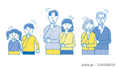 気づいた家族 シンプルイラスト2C_B 124288814