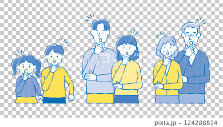 気づいた家族 シンプルイラスト2C_B 124288814