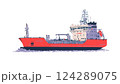 Isolated vector illustration of liquefied natural gas tanker carrier 124289075
