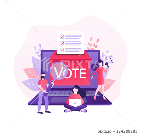 Cartoon icon. Cartoon character. Flat vote people for concept design. Poster design. 124289283