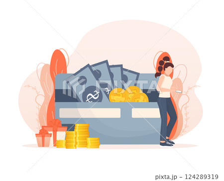 Mobile payment people. Flat isometric vector illustration. Qr code, mobile device. Bank online. Vector illustration design. 124289319