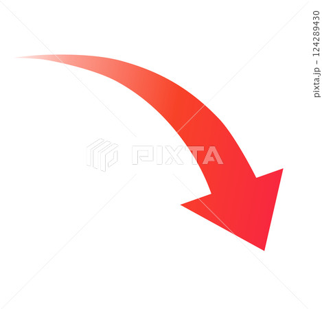 赤色のグラデーションのスタイリッシュな下降する矢印 ビジネス シンプル 赤色のグラデーションのスタイリッシュな下降する矢印 ビジネス シンプル 124289430