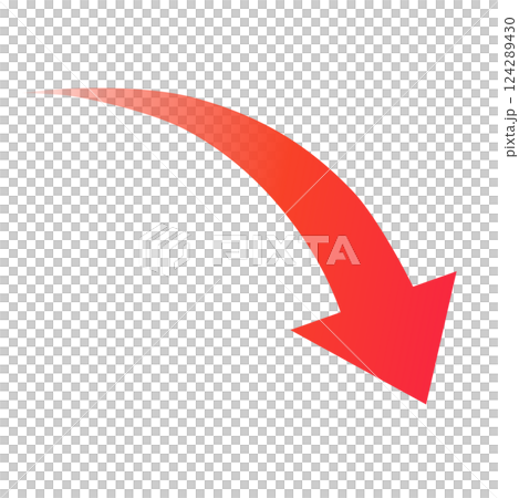赤色のグラデーションのスタイリッシュな下降する矢印 ビジネス シンプル 赤色のグラデーションのスタイリッシュな下降する矢印 ビジネス シンプル 124289430