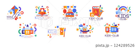Kids Land and Club Original Logo Design for Kindergarten Vector Set Kids Land and Club Original Logo Design for Kindergarten Vector Set 124289526