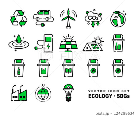 エコロジー・SDGsのベクターアイコンセット エコロジー・SDGsのベクターアイコンセット 124289634