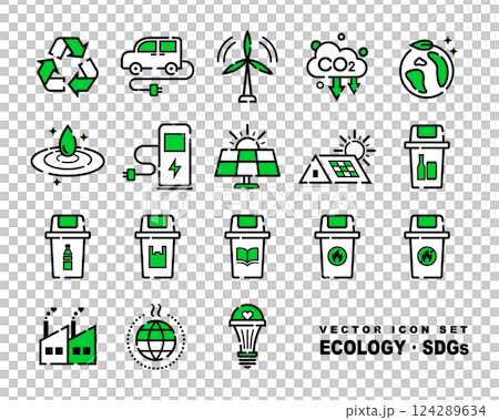 エコロジー・SDGsのベクターアイコンセット エコロジー・SDGsのベクターアイコンセット 124289634