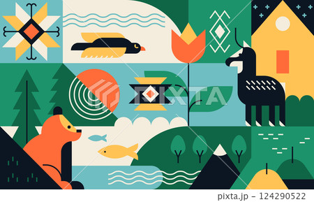Nature and biodiversity - flat design style illustration 124290522