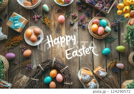 Easter holiday background Easter holiday background 124290572