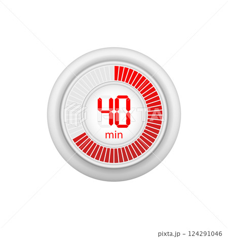Icon of a timer with 40 minutes on the white background. Vector illustration. 124291046