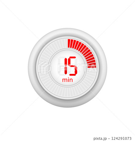 Icon of a timer with 15 minutes on the white background. Vector illustration. 124291073