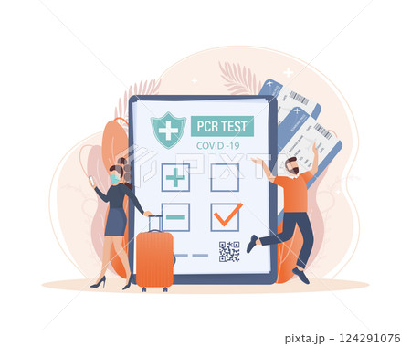 Illustration with negative pcr test people for paper design. Vector illustration. Covid test. 124291076