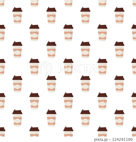 Paper coffee cup in 3d style pattern on white background. Blank mockup. Mock up, template. Coffee drink Paper coffee cup in 3d style pattern on white background. Blank mockup. Mock up, template. Coffee drink 124291180