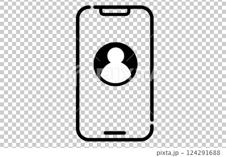 An icon of a person on a smartphone representing an account 124291688