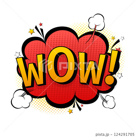 Pop art image on white background. Pop art style. Cartoon style. Vector background 124291705