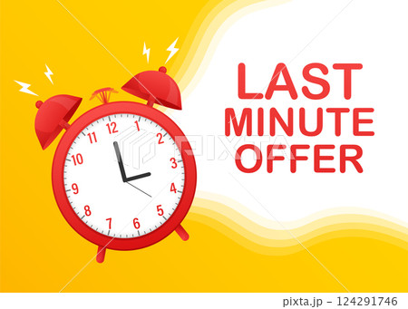 Red last minute offer alarm button. Flat red button. Web design. Vector illustration. 124291746
