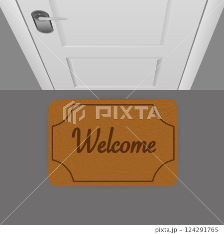 Welcome rug, great design for any purposes. Cartoon icon. Vector, isolated. Vector sign. Welcome home. Welcome rug, great design for any purposes. Cartoon icon. Vector, isolated. Vector sign. Welcome home. 124291765