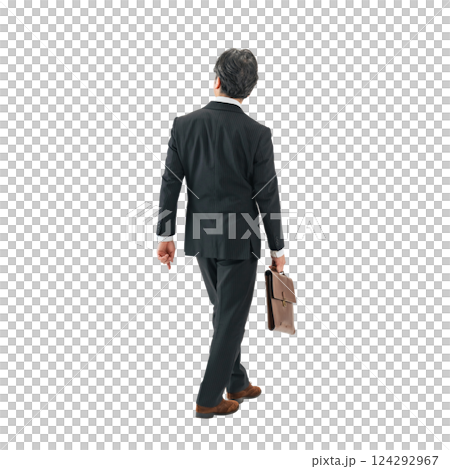 一位行走的中年男性商務人士的背影。 124292967